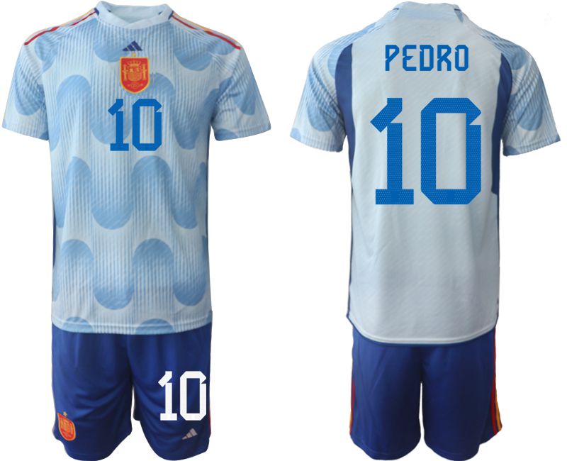 Men 2022 World Cup National Team Spain away blue 10 Soccer Jerseys